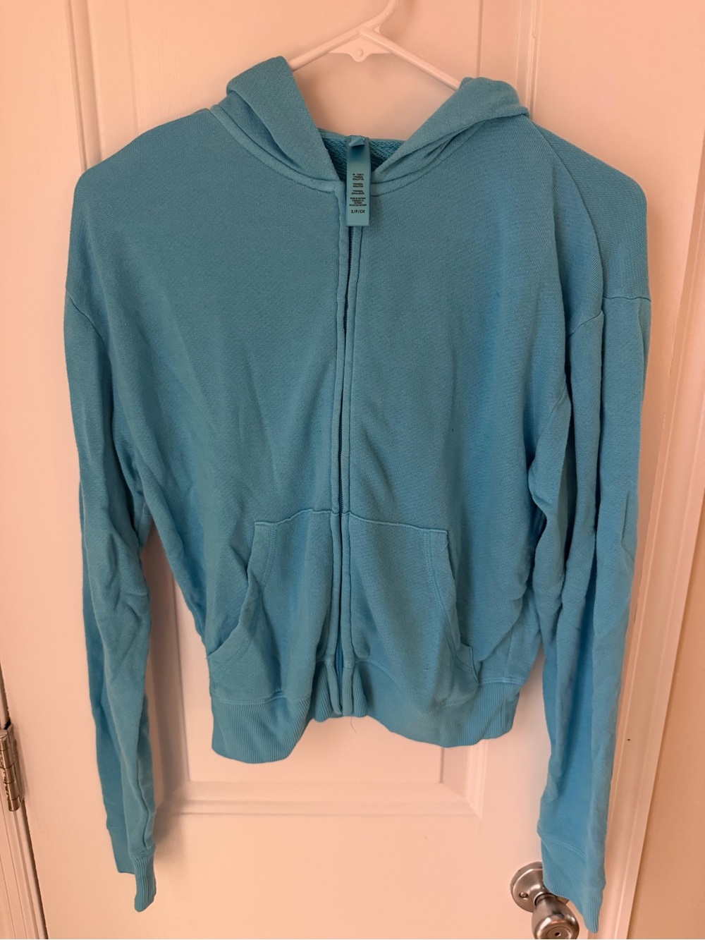 SKIMS Light Blue Zip-Up Hoodie